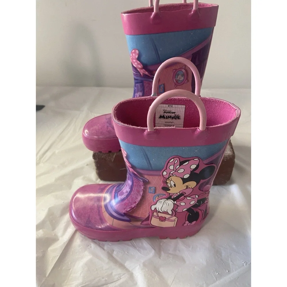 Girls Disney Junior Minnie Rubber Rain Boots-Size 9/10 Kids-Super‎ Cute